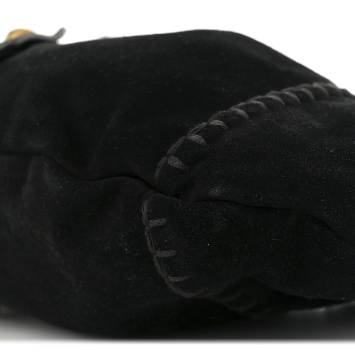 Suede Horn Stitched Mombasa Hobo Black