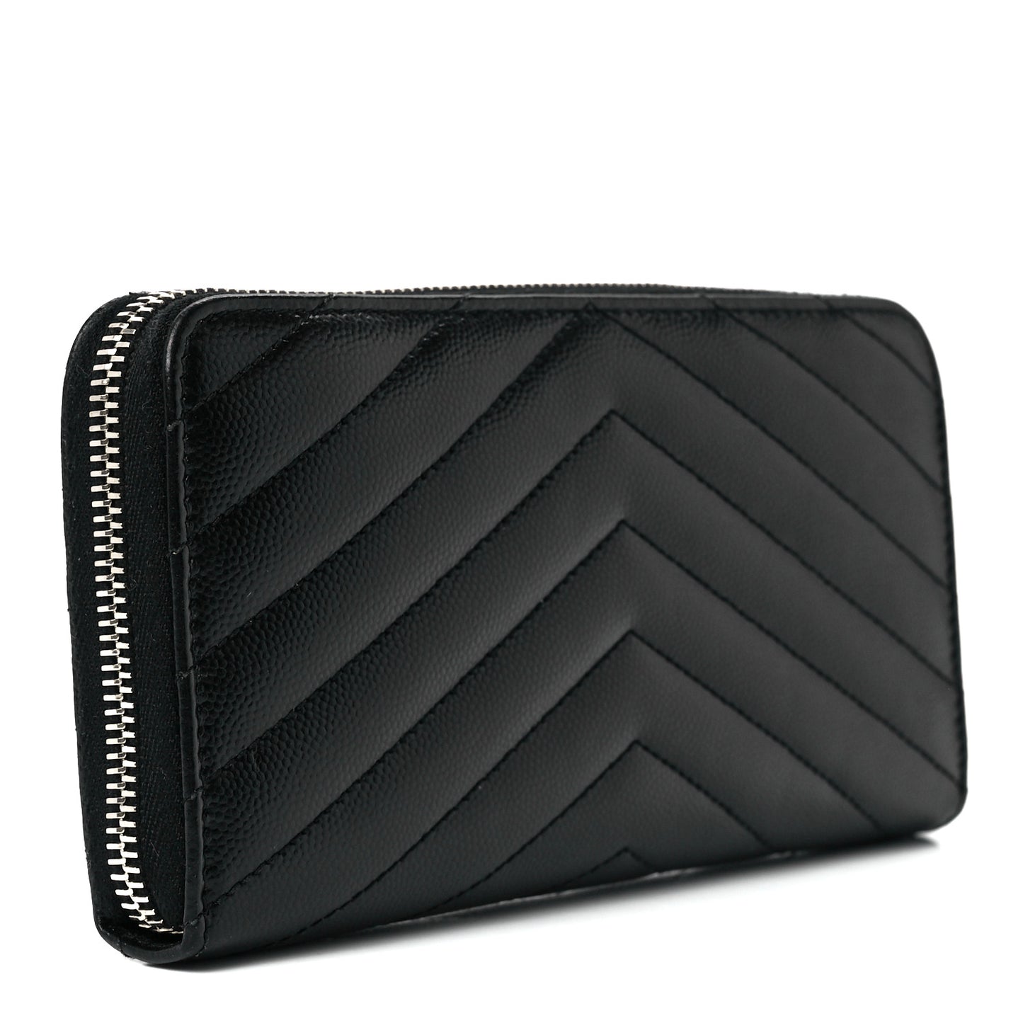 Grain De Poudre Matelasse Chevron Monogram Zip Around Wallet Black
