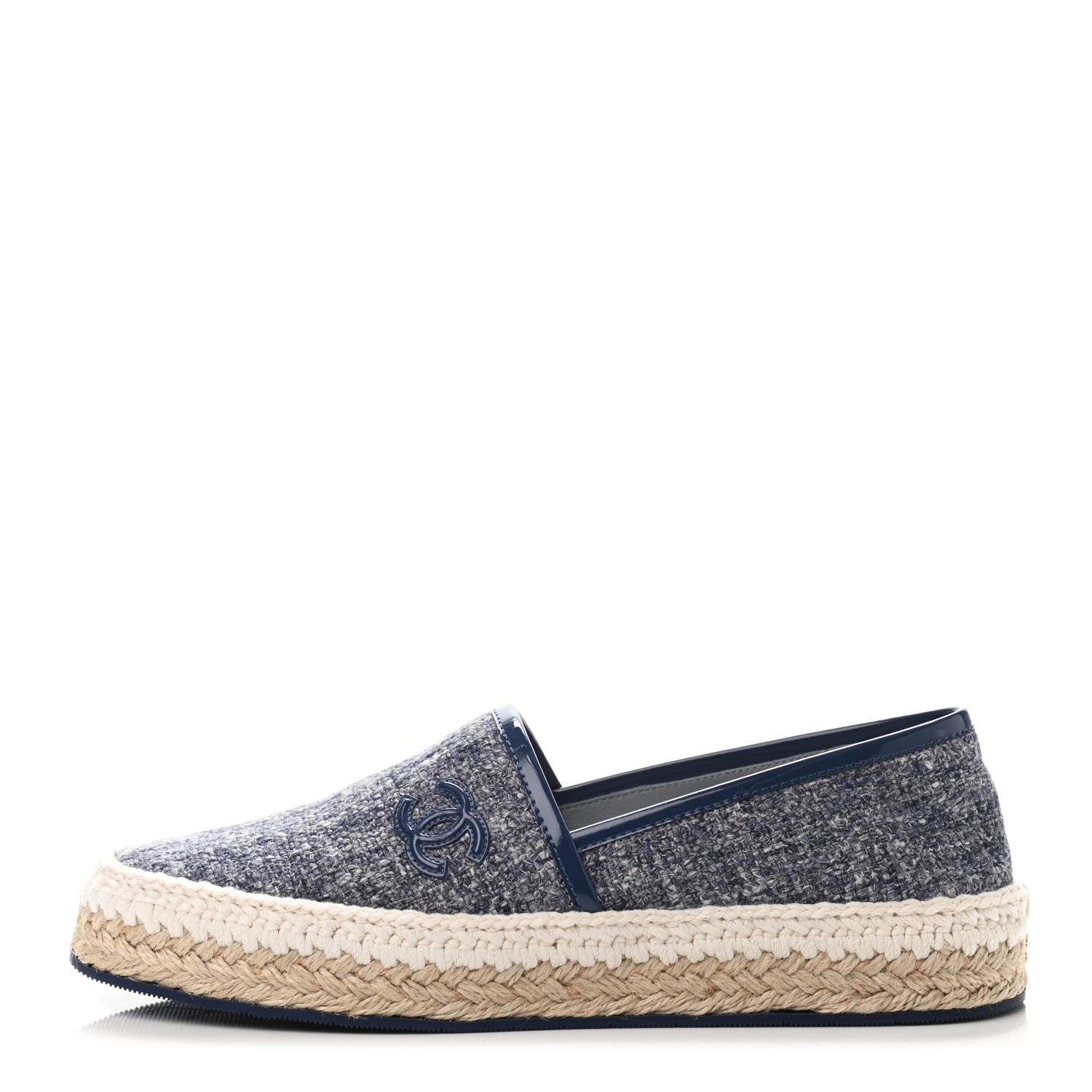 Chanel Fabric Patent Calfskin CC Espadrilles 35 Dark Grey 1 of 4