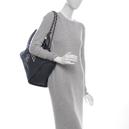 Chanel Canvas Large Deauville Tote Dark Blue 2 of 8