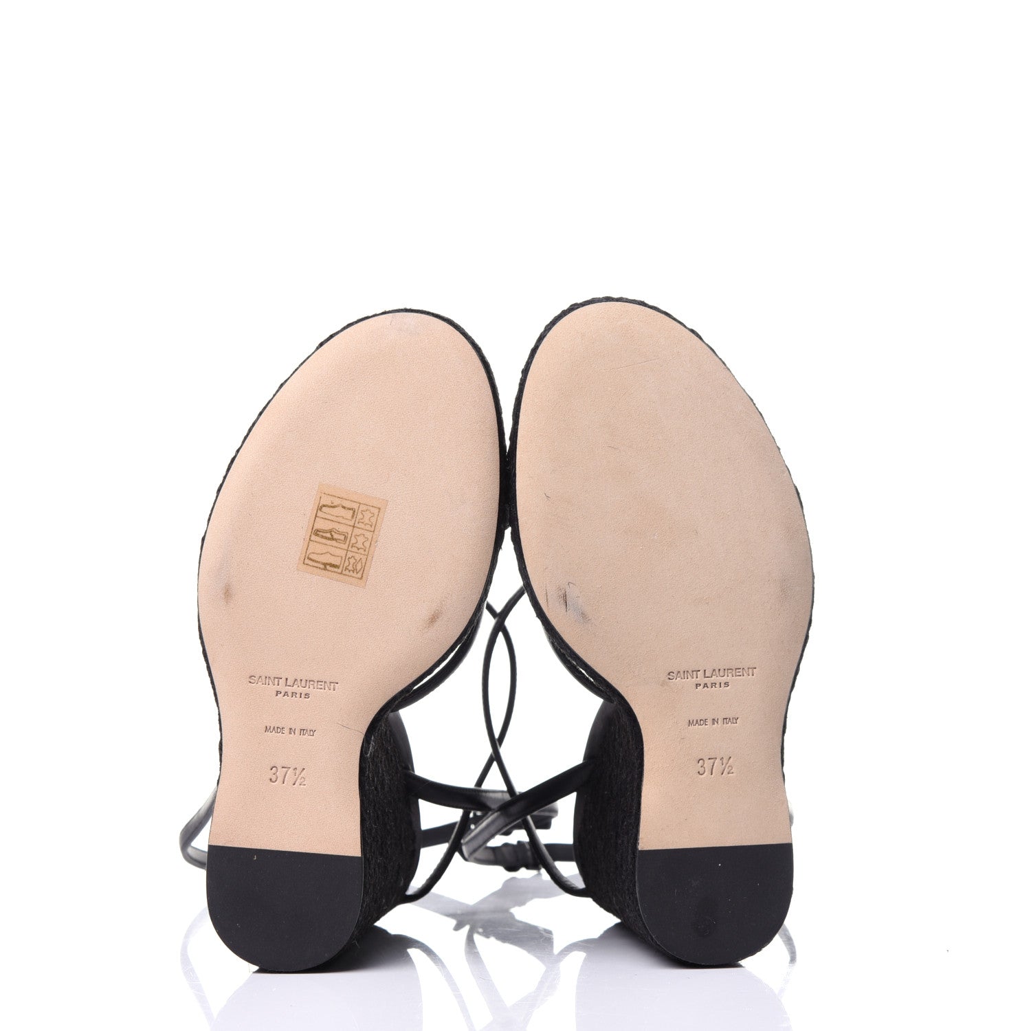 Saint Laurent Calfskin Cassandra Espadrille 105 Wedges 37.5 Black 5 of 9