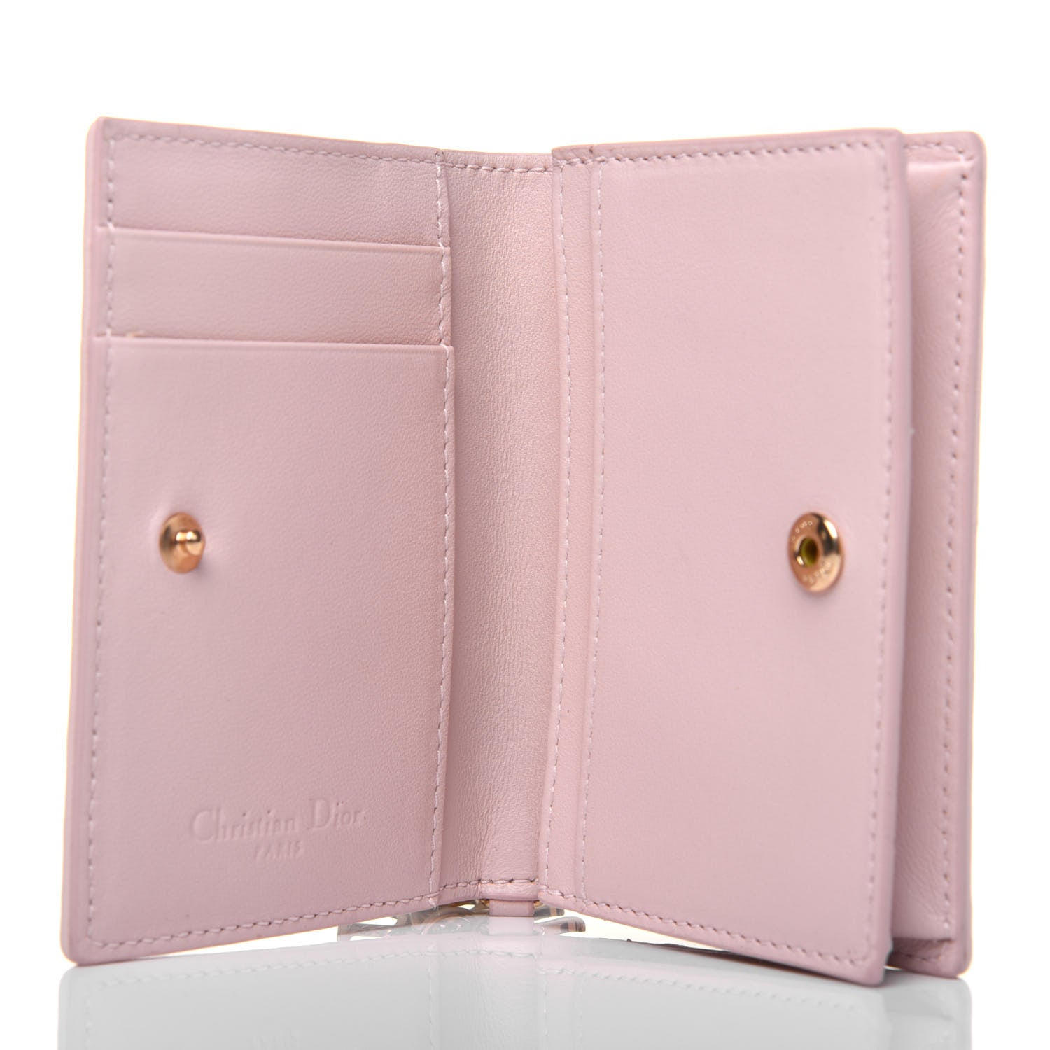 Christian Dior Lambskin Cannage Small Lady Dior Flap Card Holder Light Pink 5 of 13
