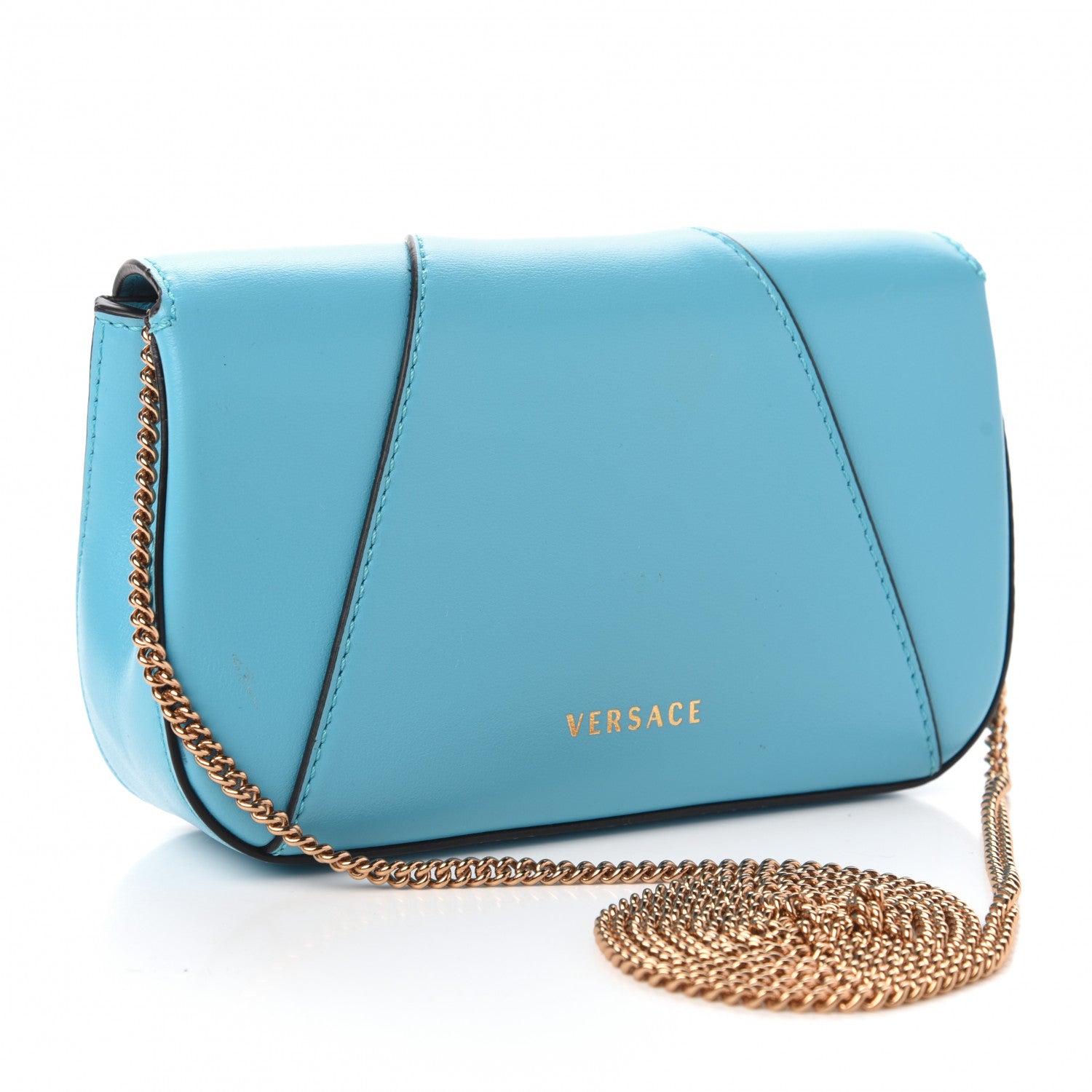 Versace Virtus Mini Wallet Chain Crossbody Blue 3 of 9