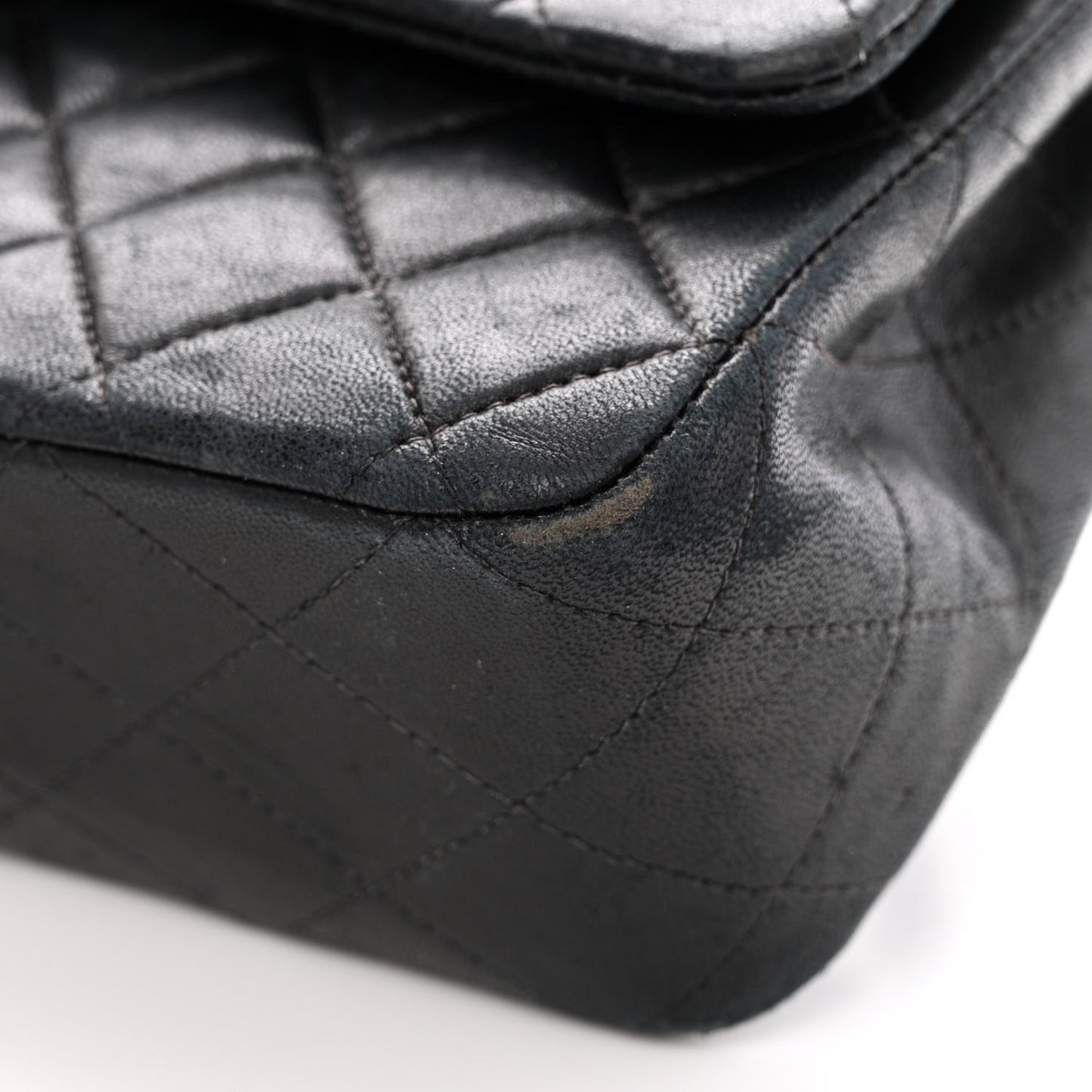 Lambskin Quilted Medium Double Flap Black