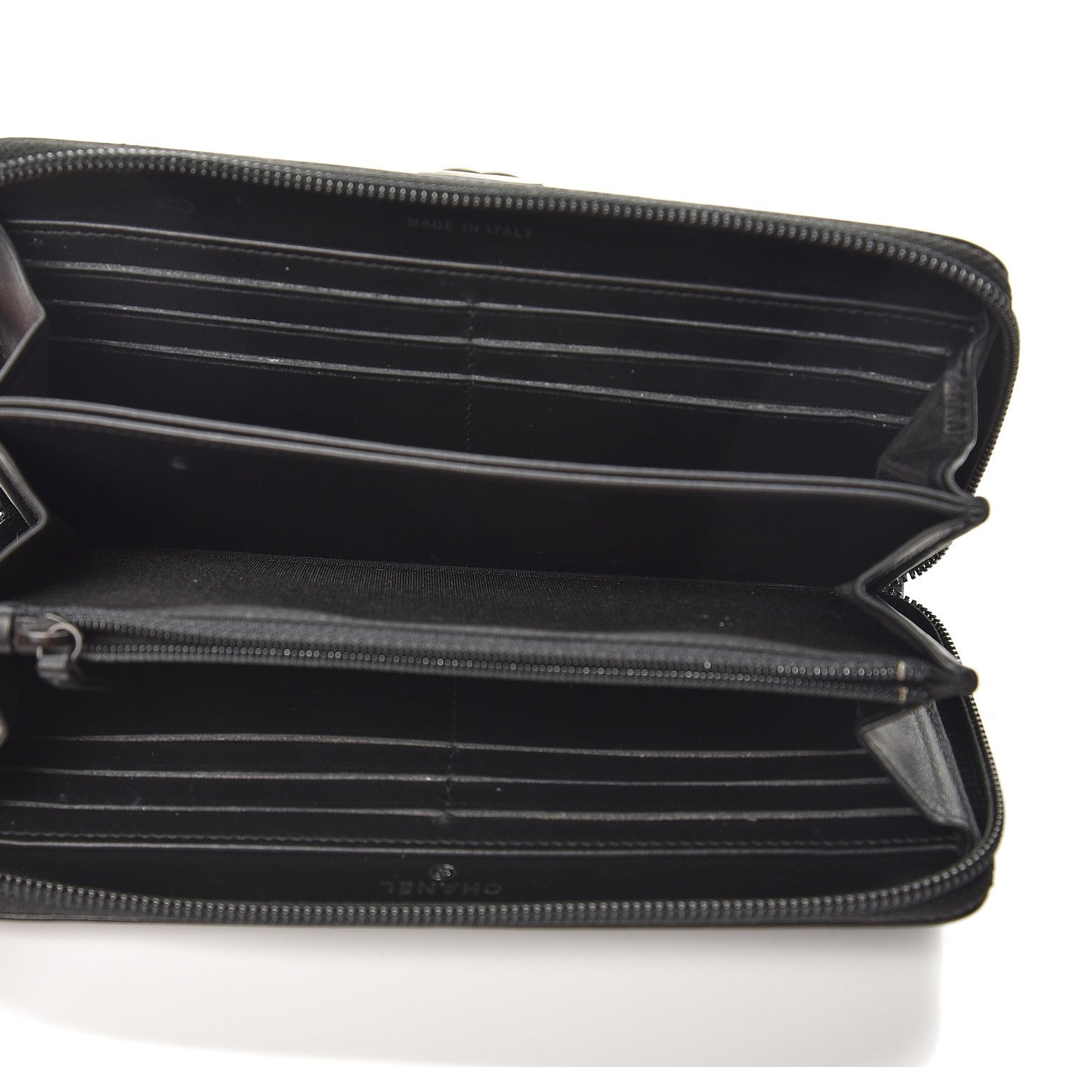 Chanel Calfskin Painted Chevron Embossed Large Boy Zip Wallet Black 5 of 9