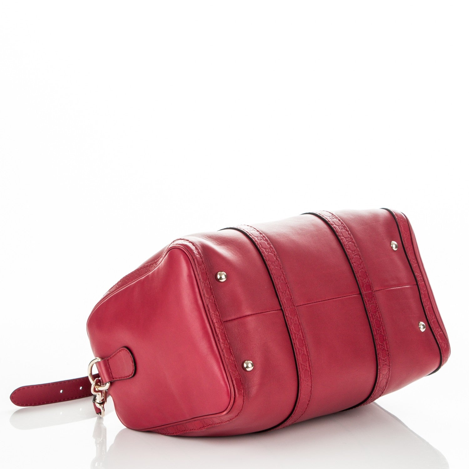 Gucci Calfskin Microguccissima Trim Medium Boston Raspberry Red 4 of 7