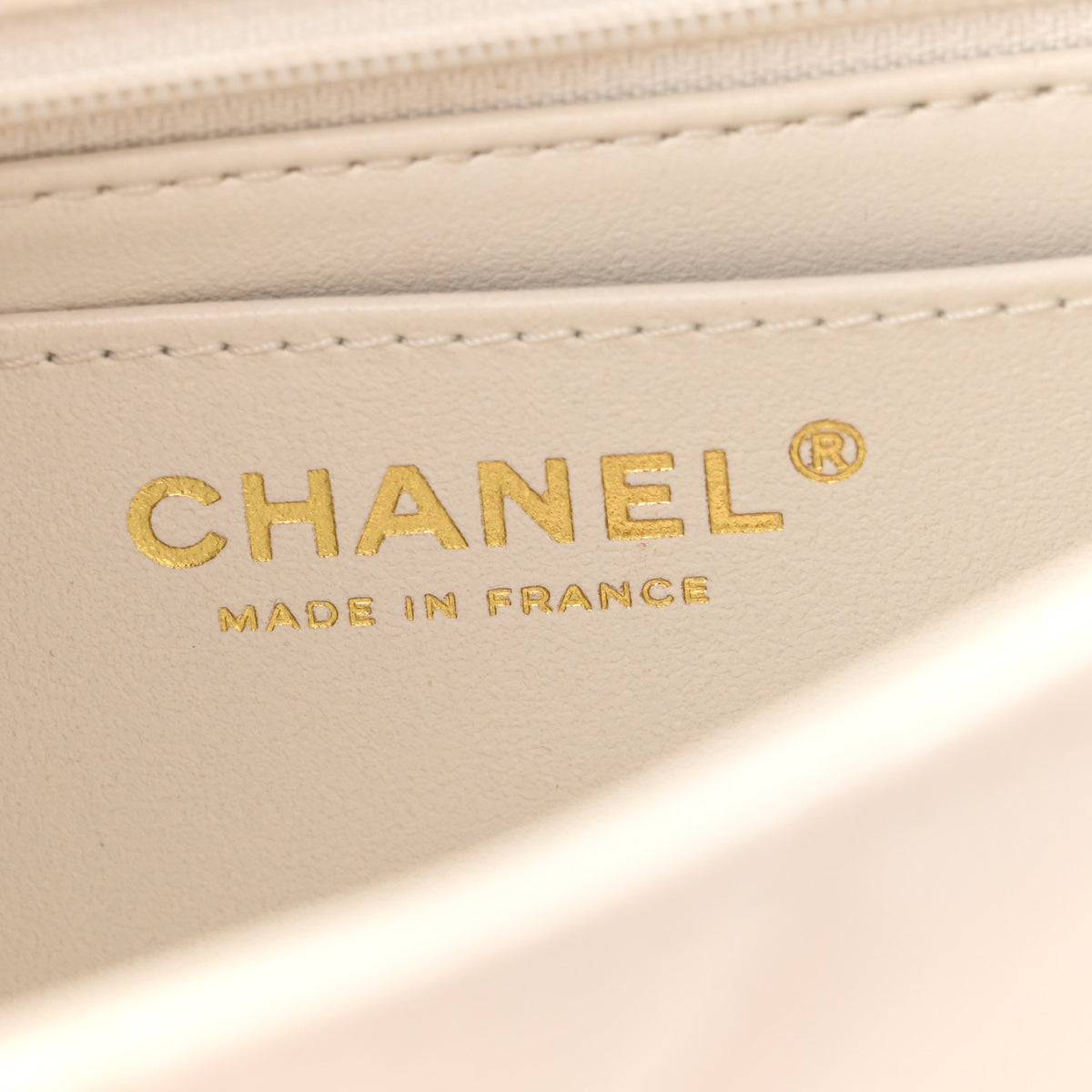 Shiny Caviar Quilted Small Top Handle Flap White