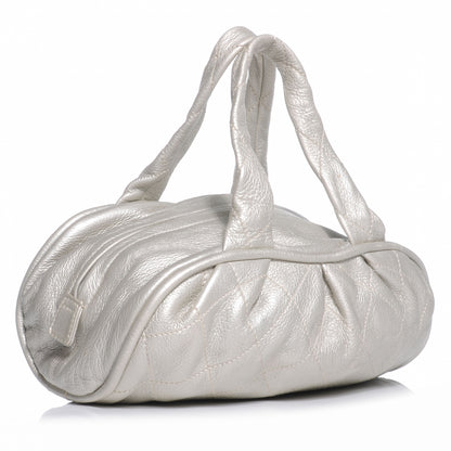 Chanel Metallic Deerskin Stitched Bowler Grey 3 of 7