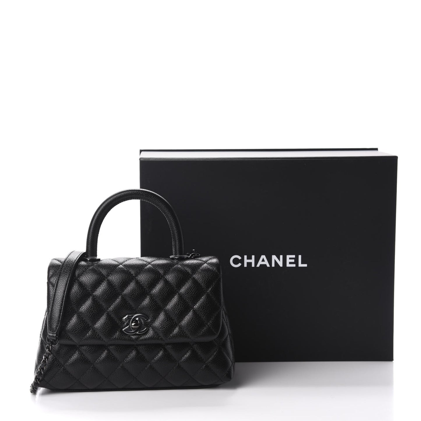 Iridescent Caviar Quilted Mini Coco Handle Flap So Black