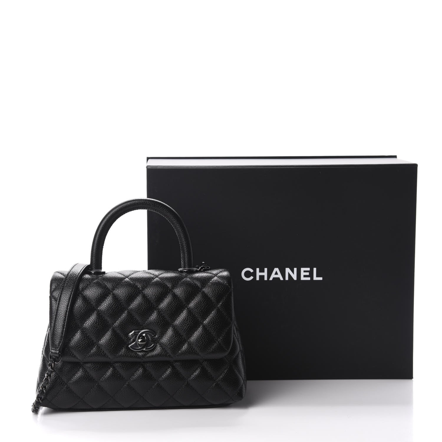 Chanel Iridescent Caviar Quilted Mini Coco Handle Flap So Black 13 of 13