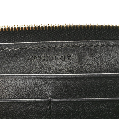 Celine Lambskin Quilted Large C Charm Zip Around Wallet Black 7 of 8