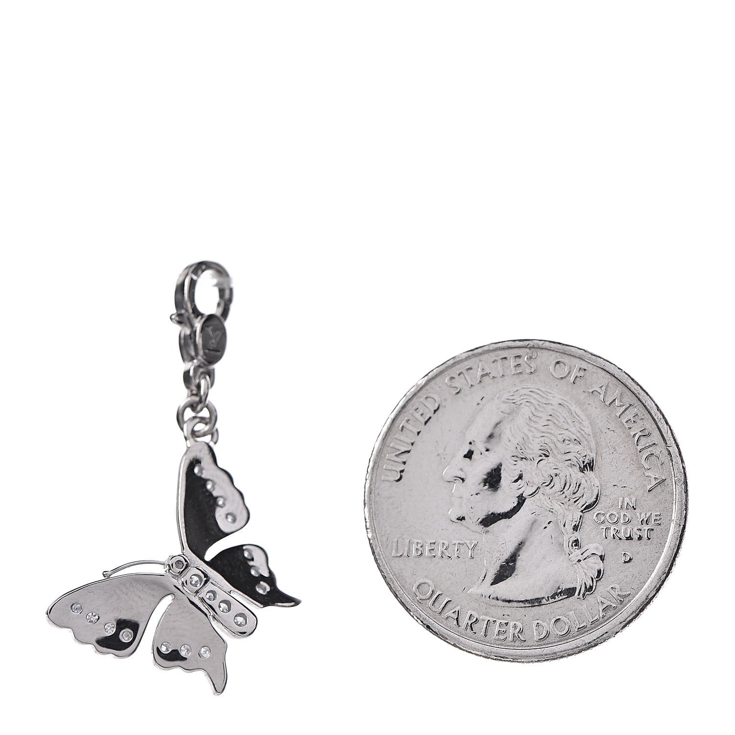 Louis Vuitton 18K White Gold Diamond Butterfly Charm Pendant 2 of 3