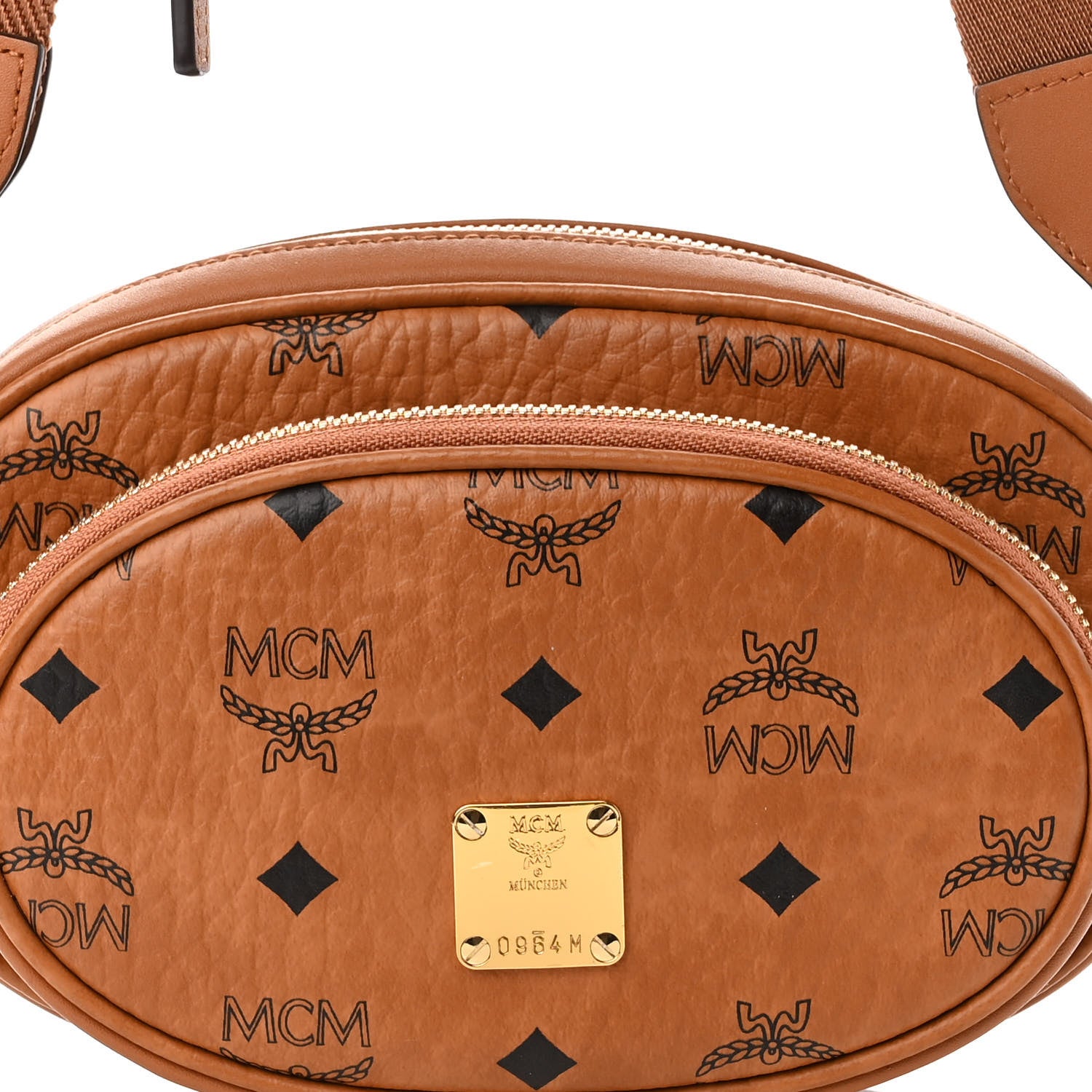 MCM Visetos Small Aren Multifunction Crossbody Pouch Cognac 9 of 10