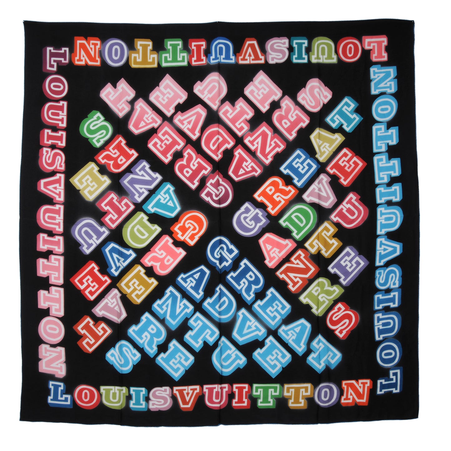 Silk Neon Great Adventures Giant Square Scarf Black
