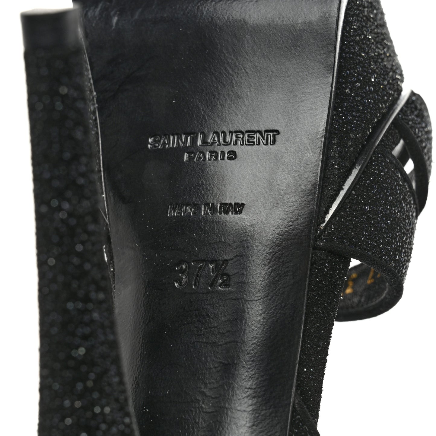 Glitter Effect Calfskin Tribute 105 Platform Sandals 37.5 Black