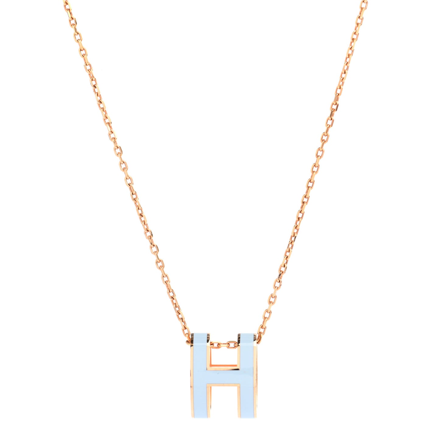 Lacquered Gold Pop H Pendant Necklace Bleu Pastel