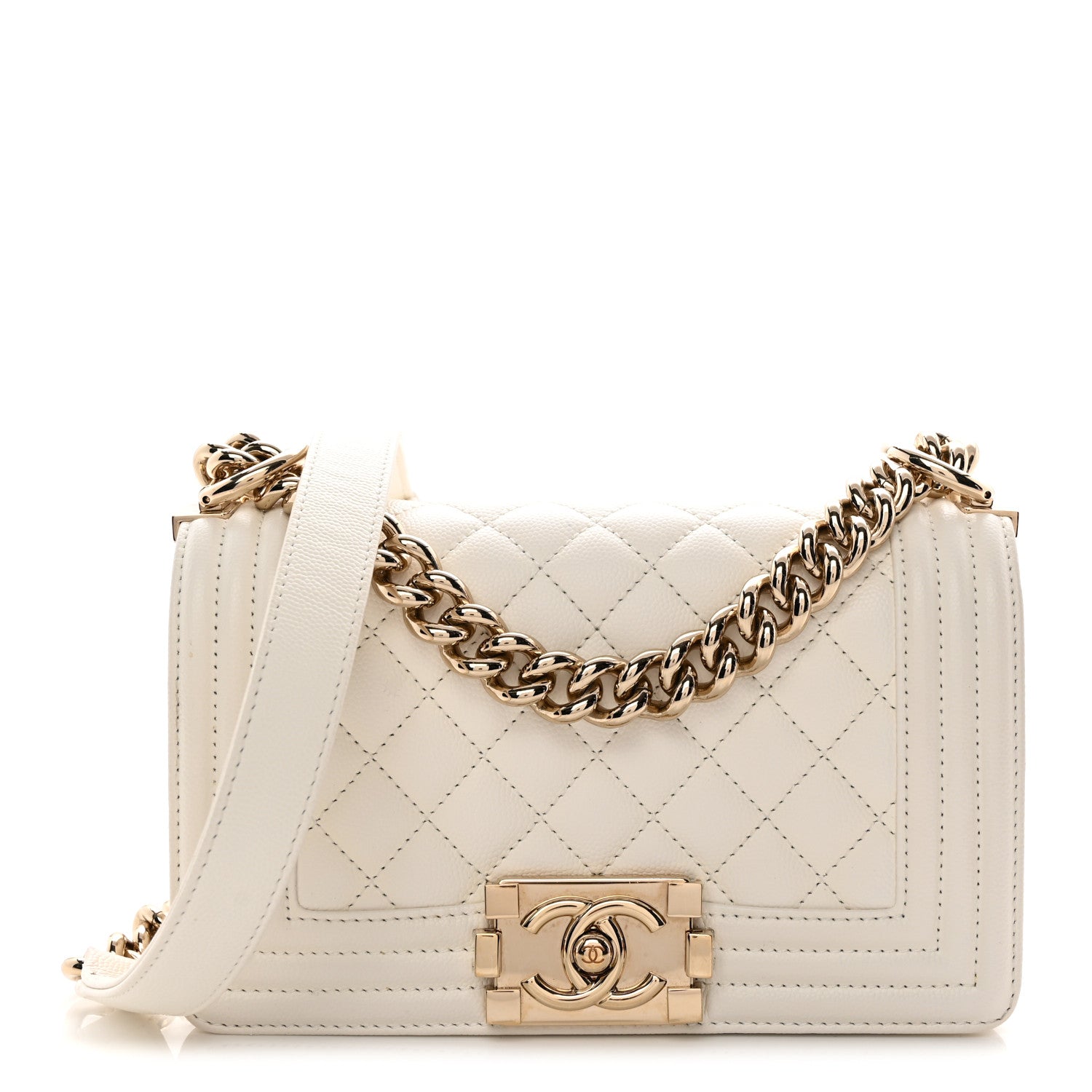 Chanel Caviar Quilted Small Boy Flap White 1 of 10