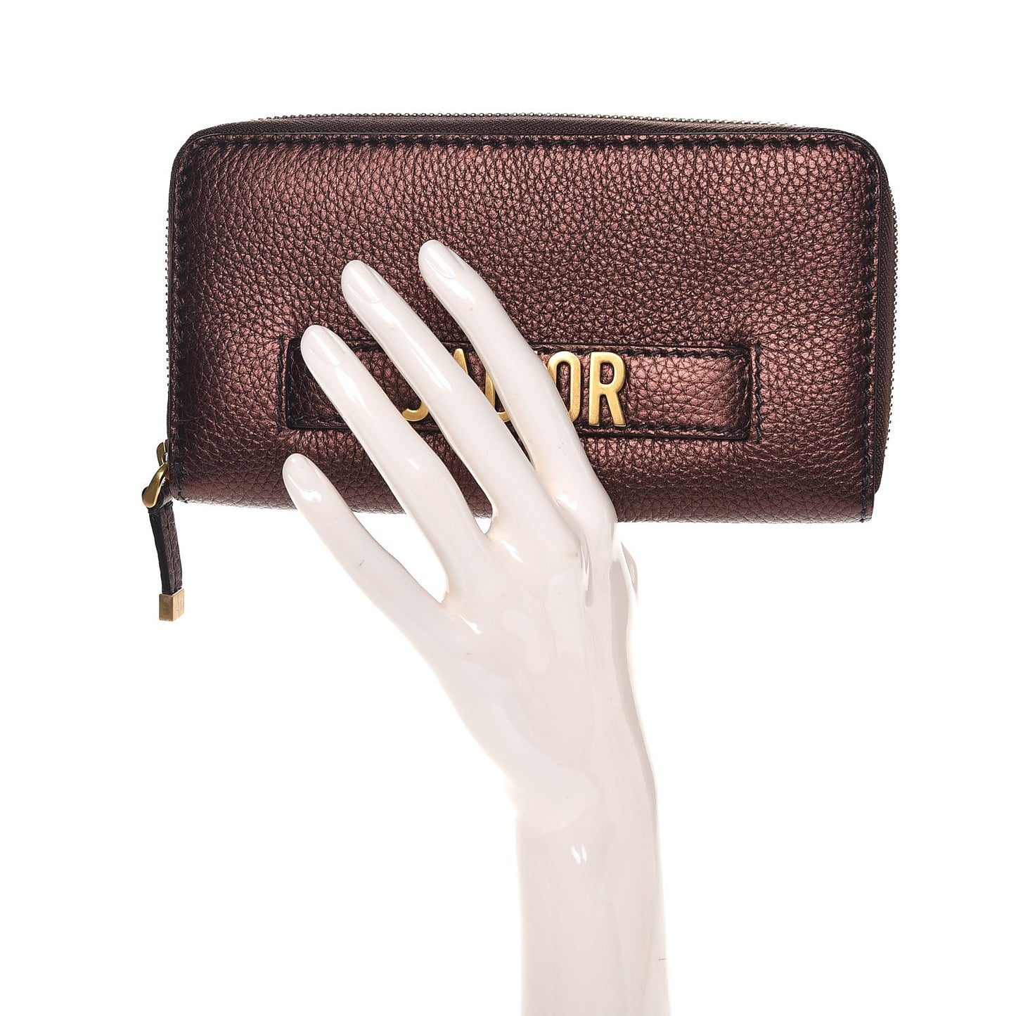 Metallic Calfskin J'adior Voyageur Wallet Noisette
