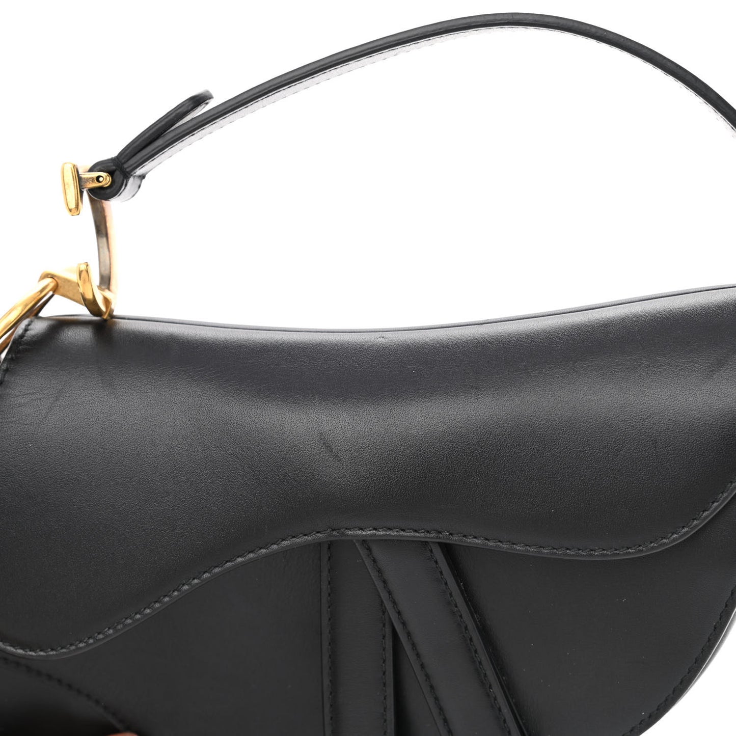 Calfskin Mini Saddle Bag Black