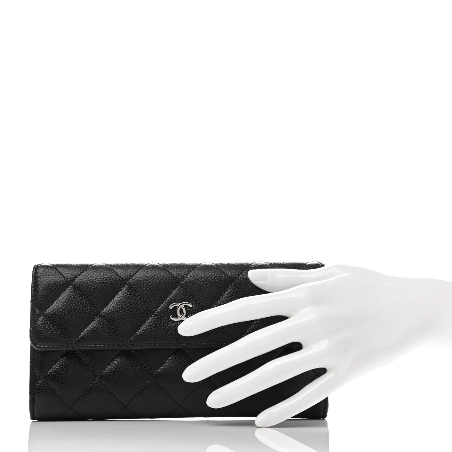 Chanel Caviar Quilted Large Gusset Flap Wallet Black 2 of 8