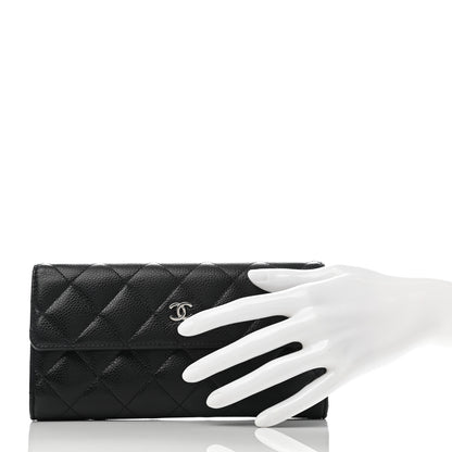 Chanel Caviar Quilted Large Gusset Flap Wallet Black 2 of 8