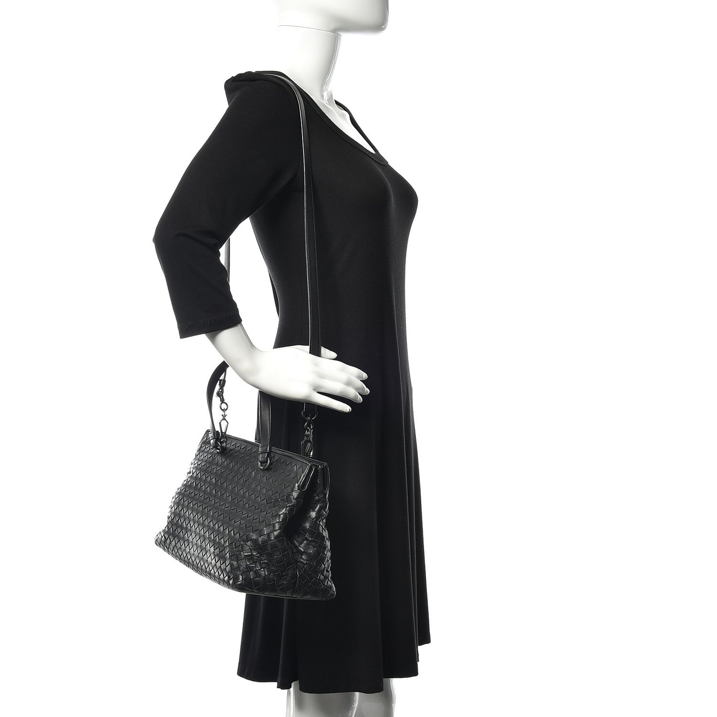Nappa Intrecciato Small Accordion Tote Black