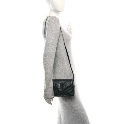 Saint Laurent Calfskin Y Quilted Monogram Monochrome Toy Loulou Crossbody Bag Black 2 of 11