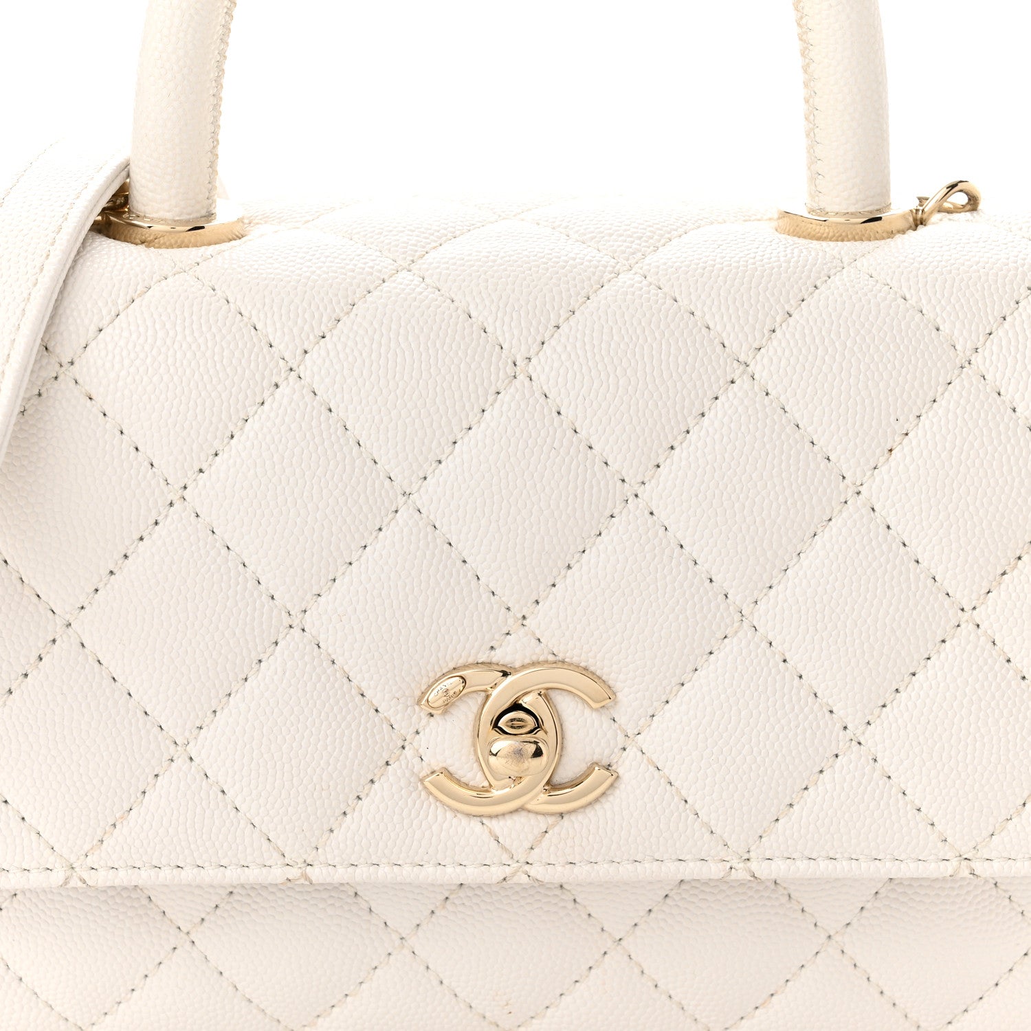 Chanel Caviar Quilted Mini Coco Handle Flap White 9 of 10