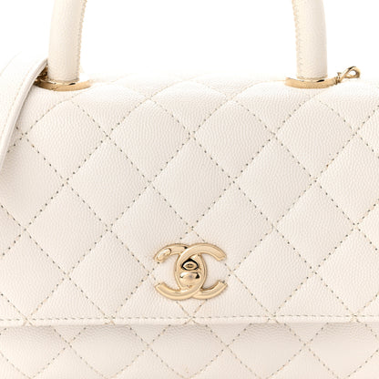 Chanel Caviar Quilted Mini Coco Handle Flap White 9 of 10