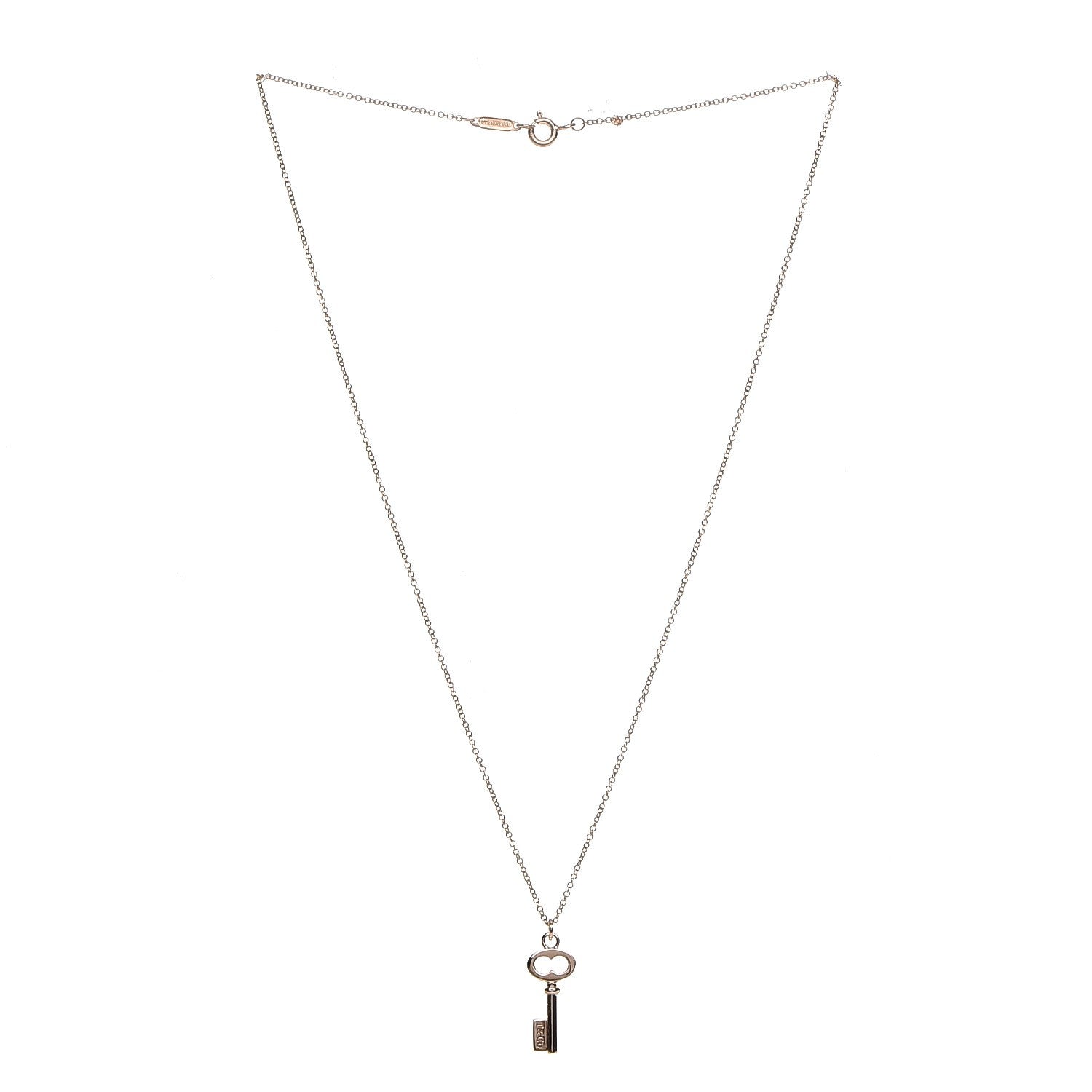 Tiffany 18K Rose Gold Mini Key Pendant Necklace 3 of 8