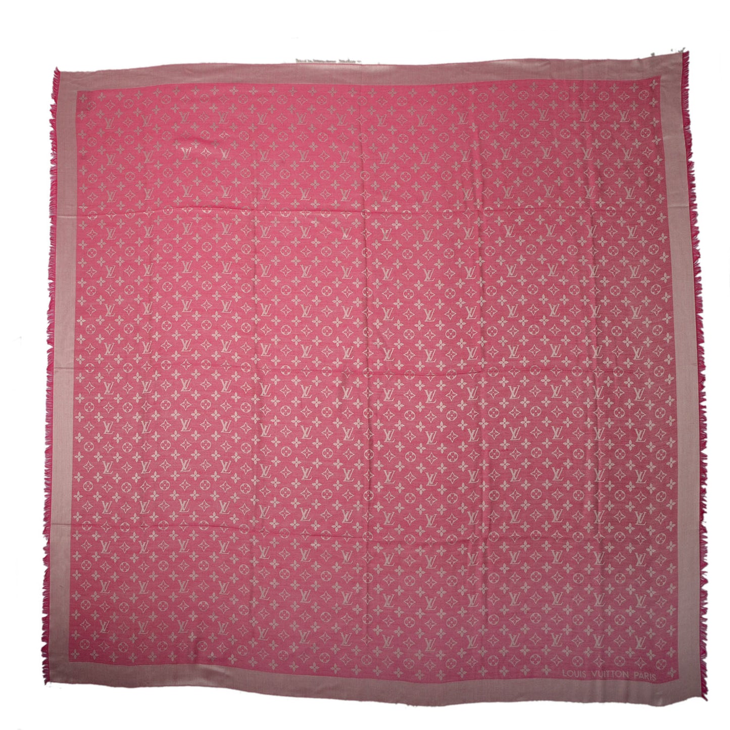 Wool Silk Monogram Denim Shawl Pivoine
