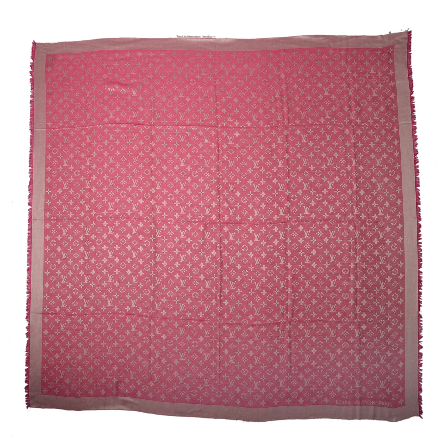 Louis Vuitton Wool Silk Monogram Denim Shawl Pivoine 3 of 5