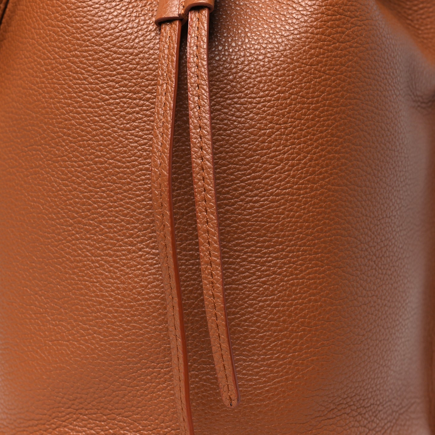 Pebbled Calfskin Soft Bucket Bag Camello