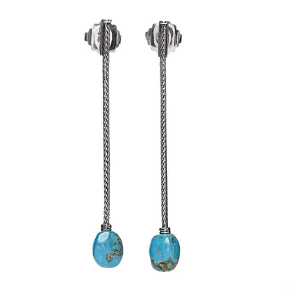 John Hardy Sterling Silver Turquoise Classic Chain Drop Earrings 1 of 3