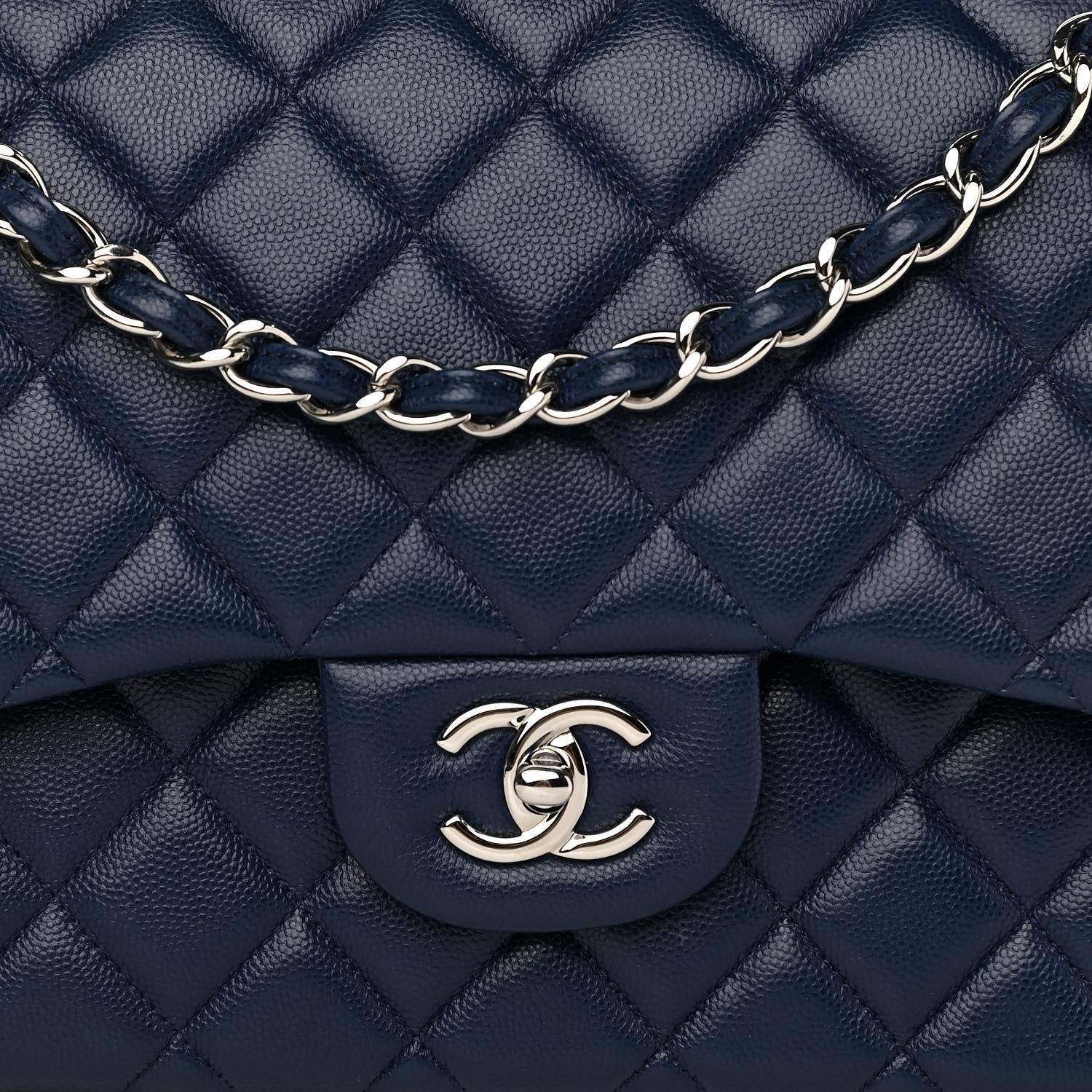 Chanel Caviar Quilted Jumbo Double Flap Navy 8 of 11