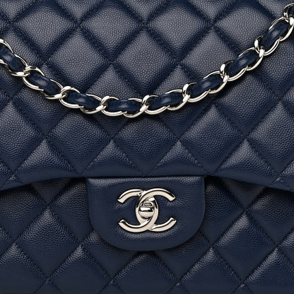 Chanel Caviar Quilted Jumbo Double Flap Navy 8 of 11