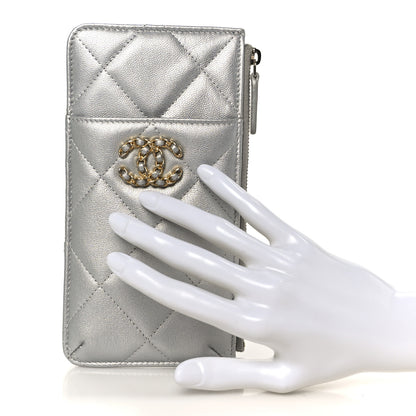 Chanel Lambskin Quilted Chanel 19 Phone and Card Holder Silver 2 of 9