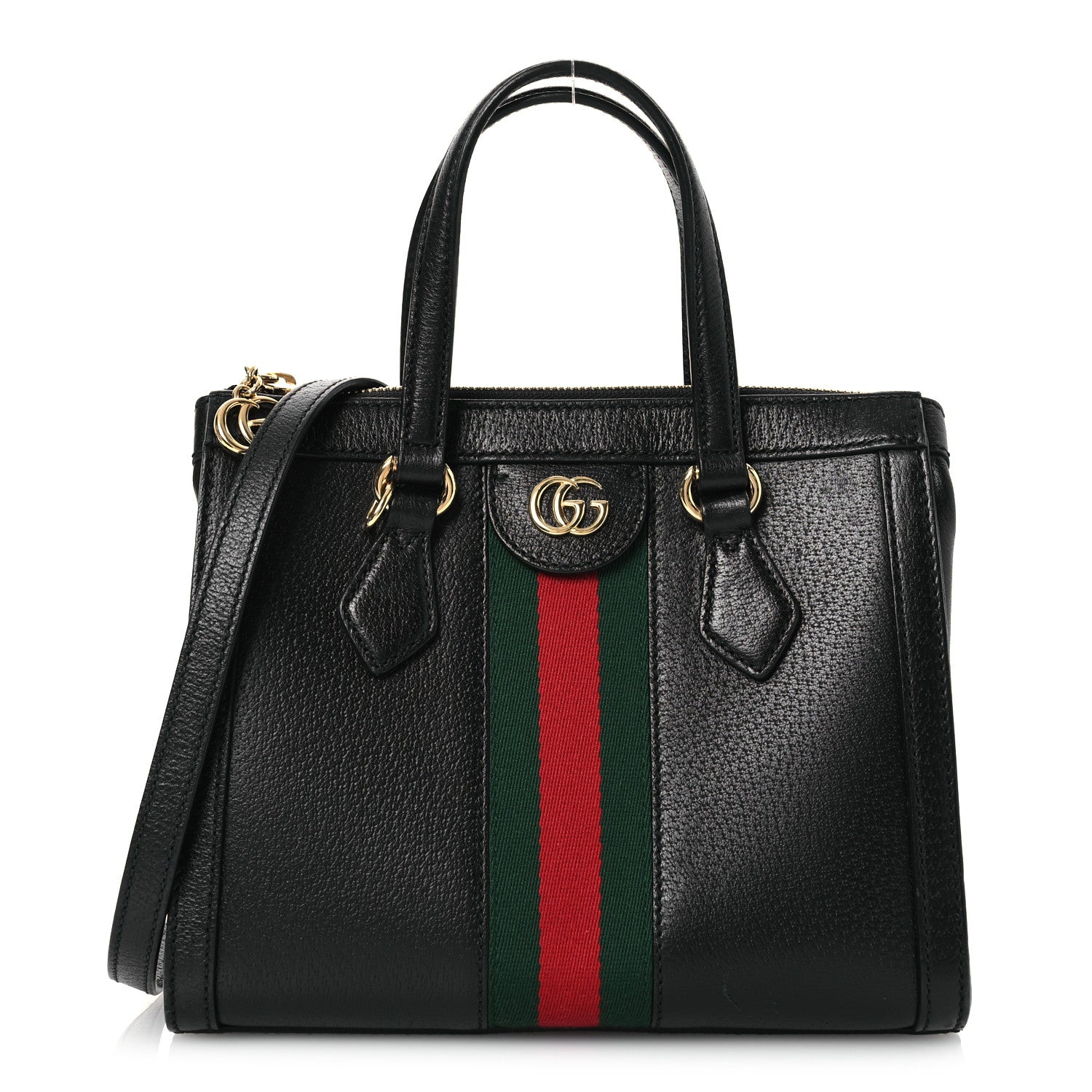 Gucci Textured Calfskin Web Small Ophidia Tote Bag Black 1 of 13