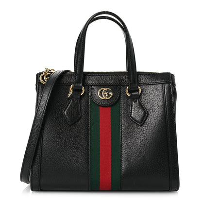 Gucci Textured Calfskin Web Small Ophidia Tote Bag Black 1 of 13