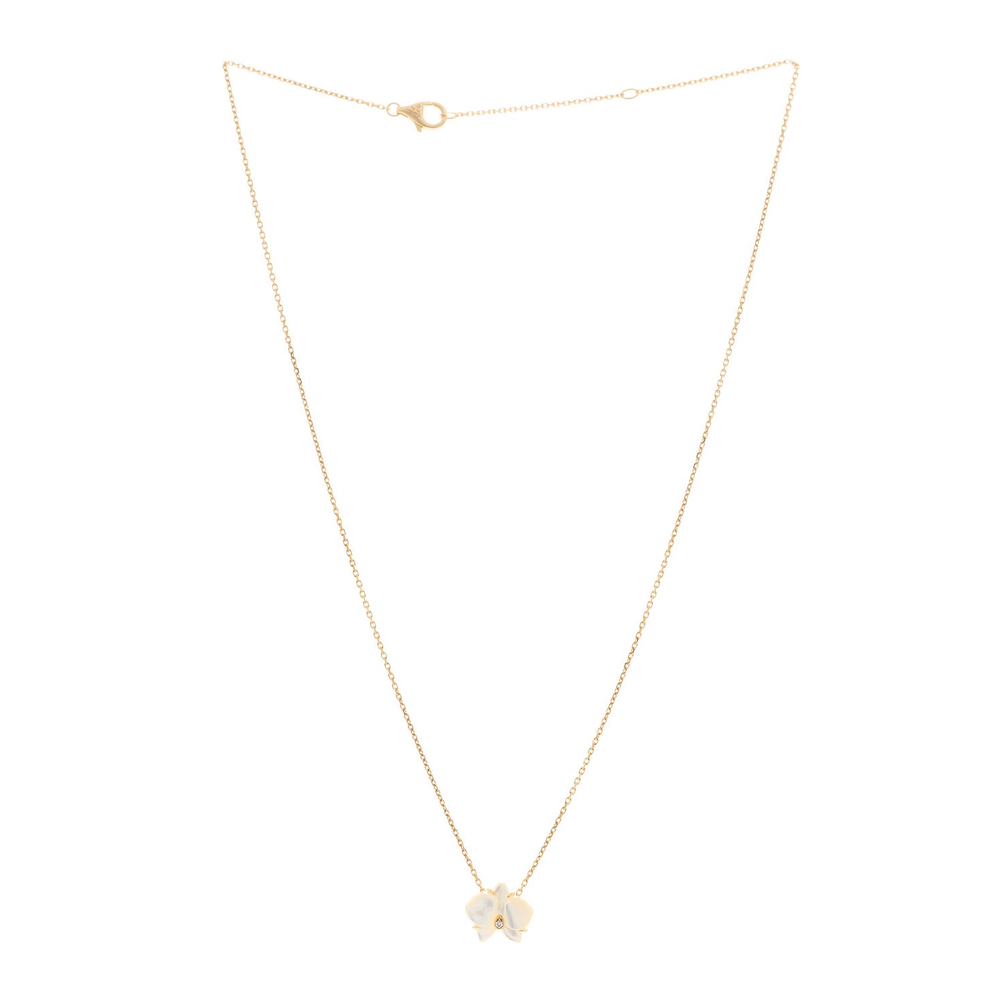 18K Yellow Gold Mother Of Pearl Diamond Caresse D'Orchidees Par Cartier Necklace