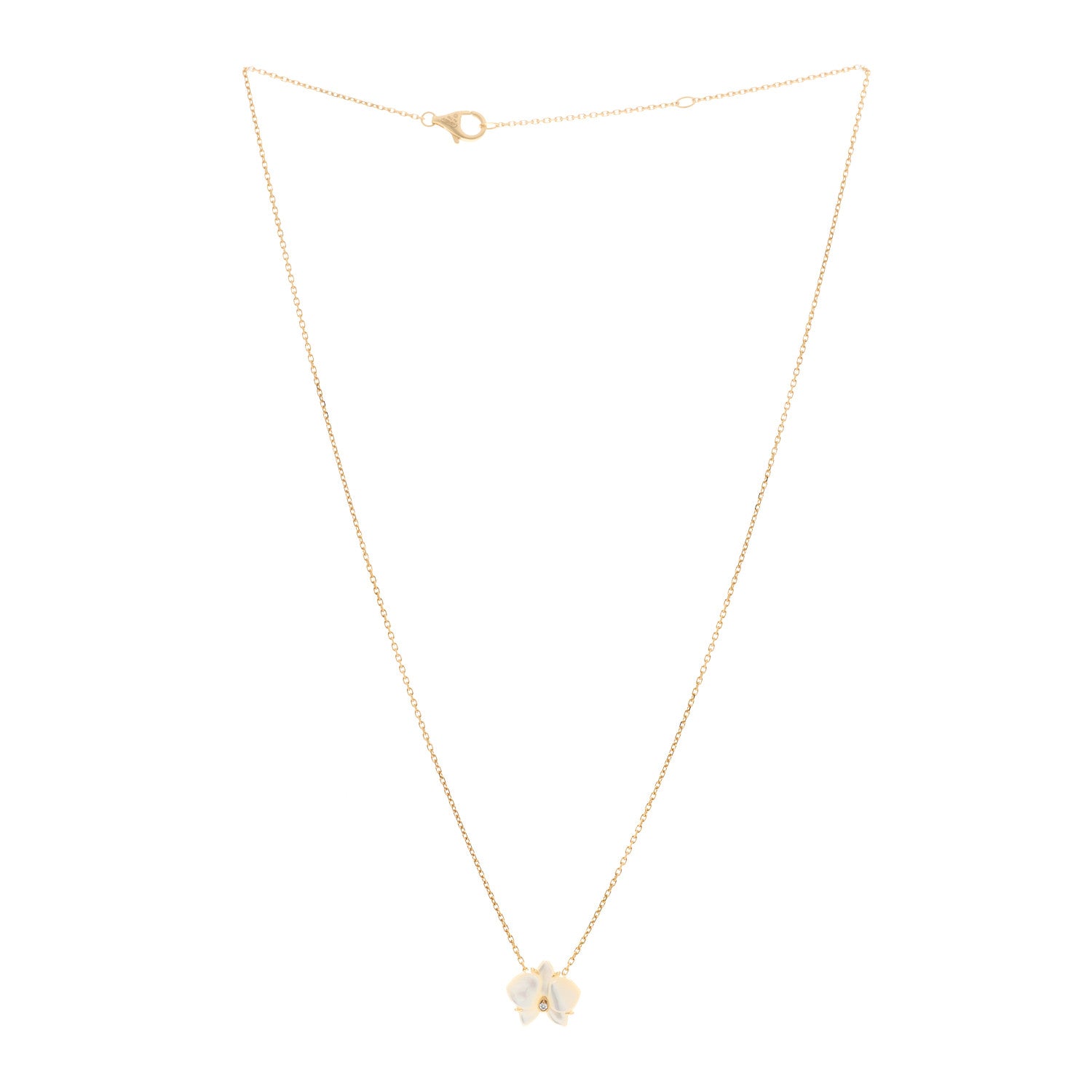 Cartier 18K Yellow Gold Mother Of Pearl Diamond Caresse D'Orchidees Par Cartier Necklace 3 of 4