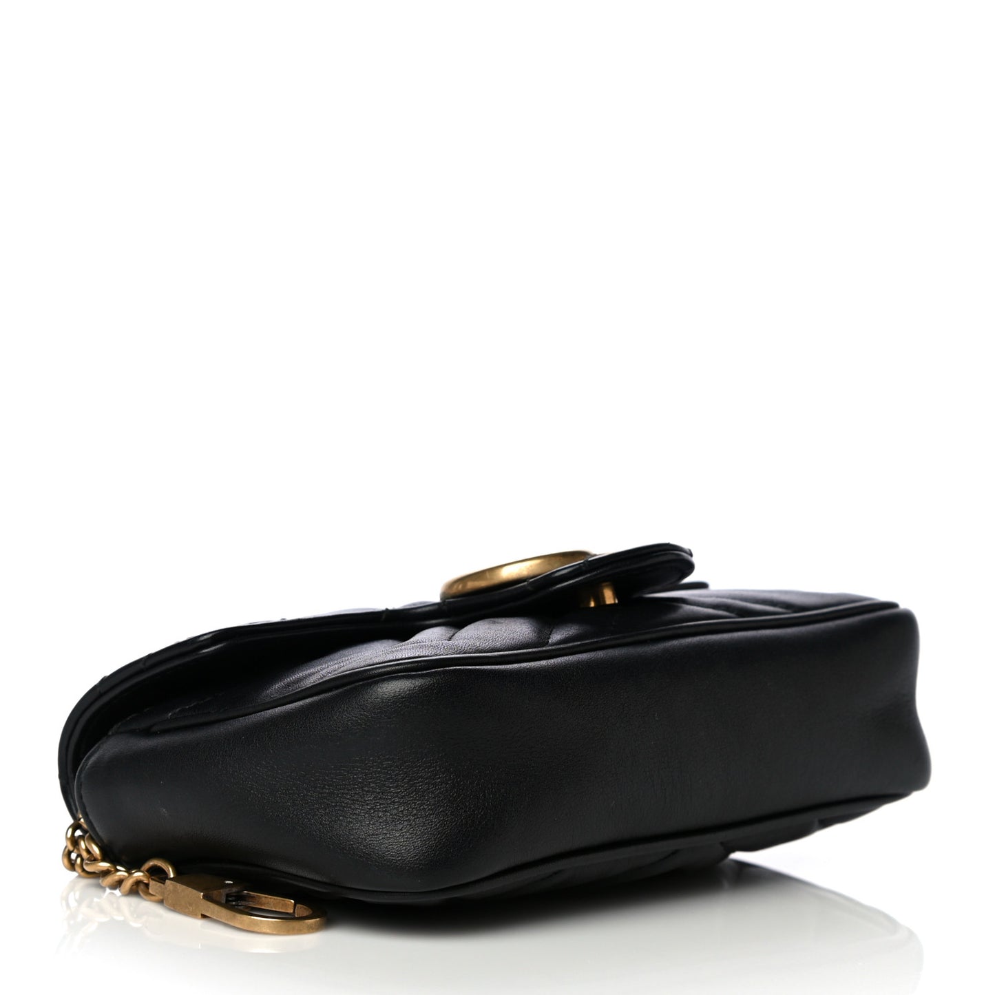 Calfskin Matelasse Super Mini GG Marmont Shoulder Bag Black