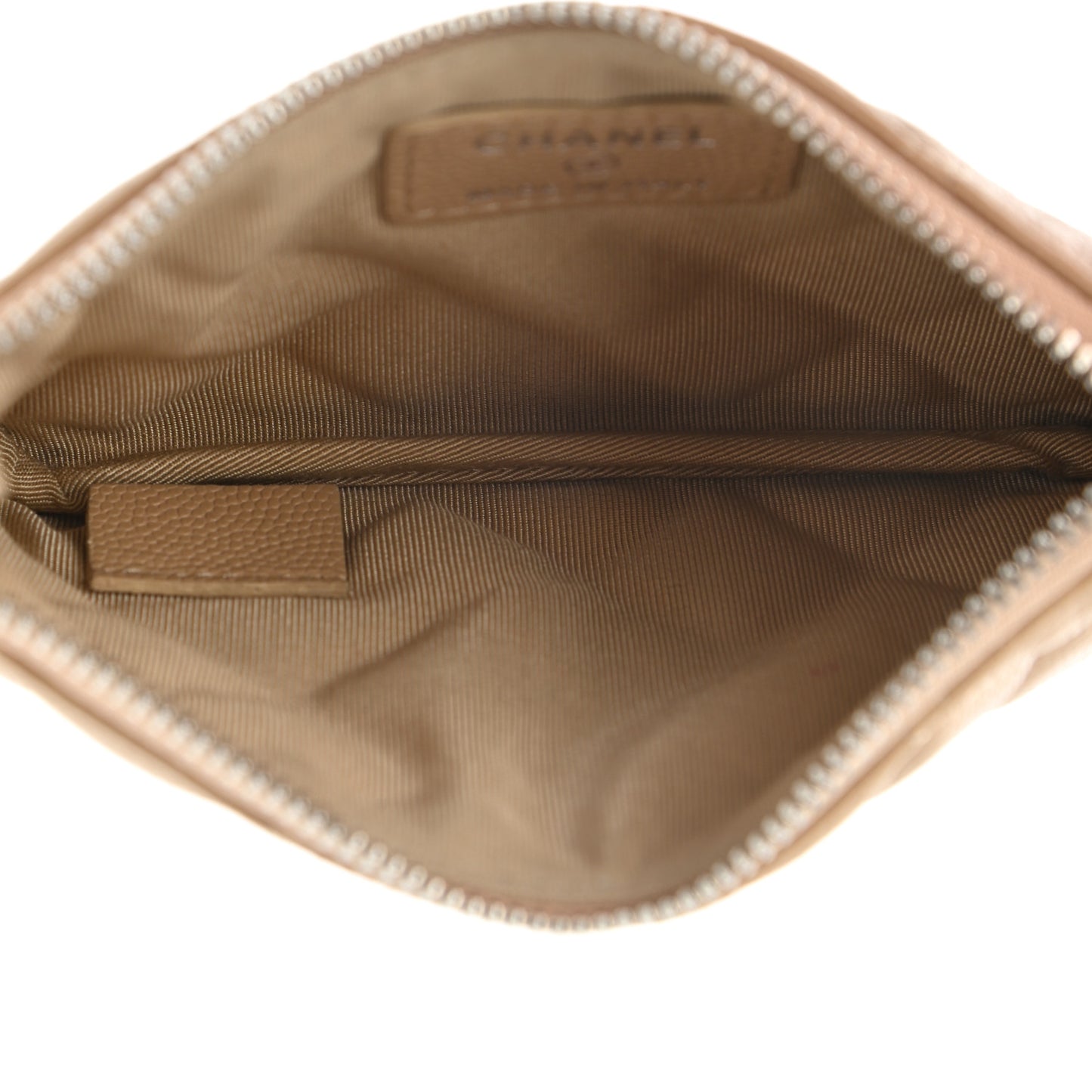 Caviar Quilted Small Cosmetic Case Beige