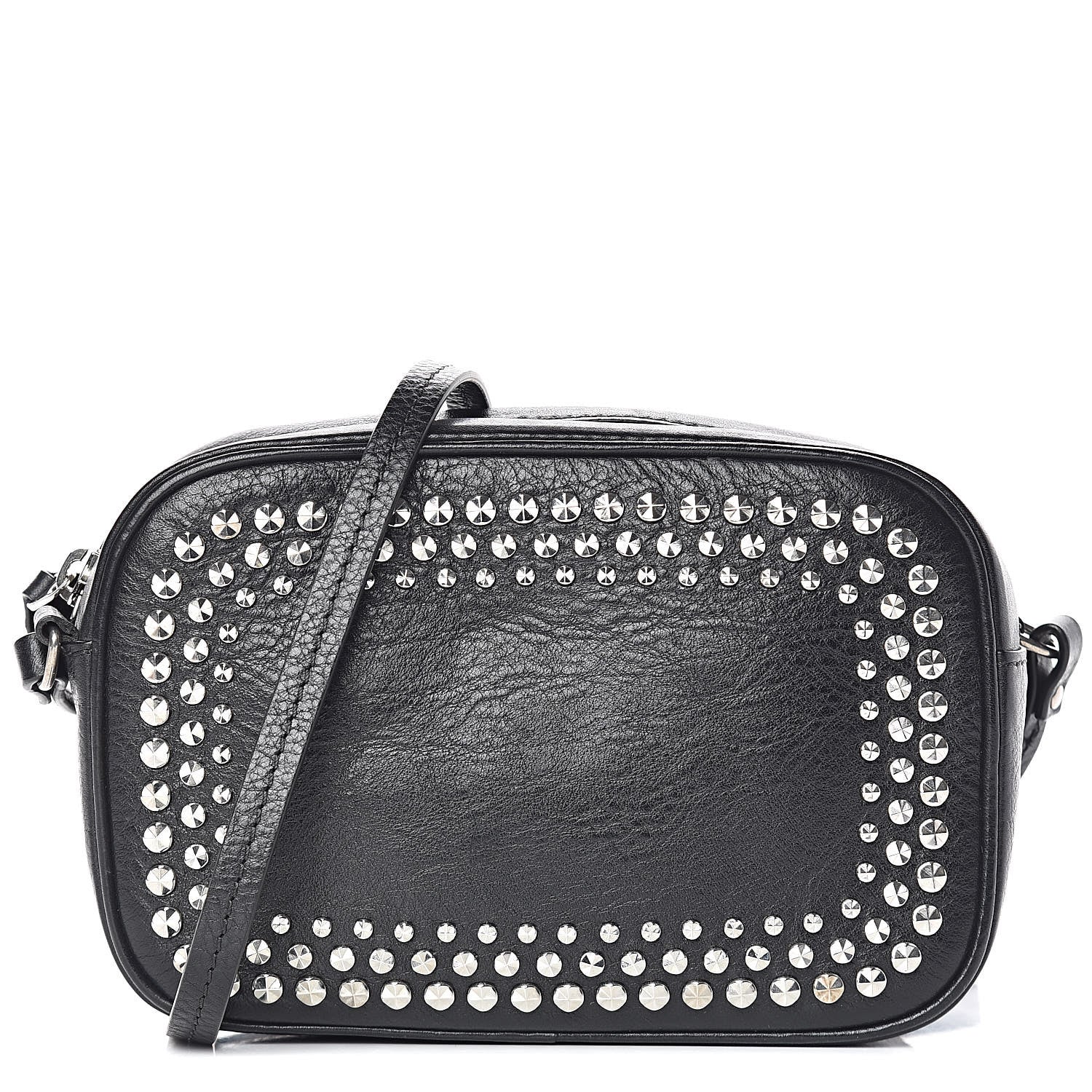 Alexander McQueen Calfskin Studded Camera Shoulder Bag Black 1 of 12