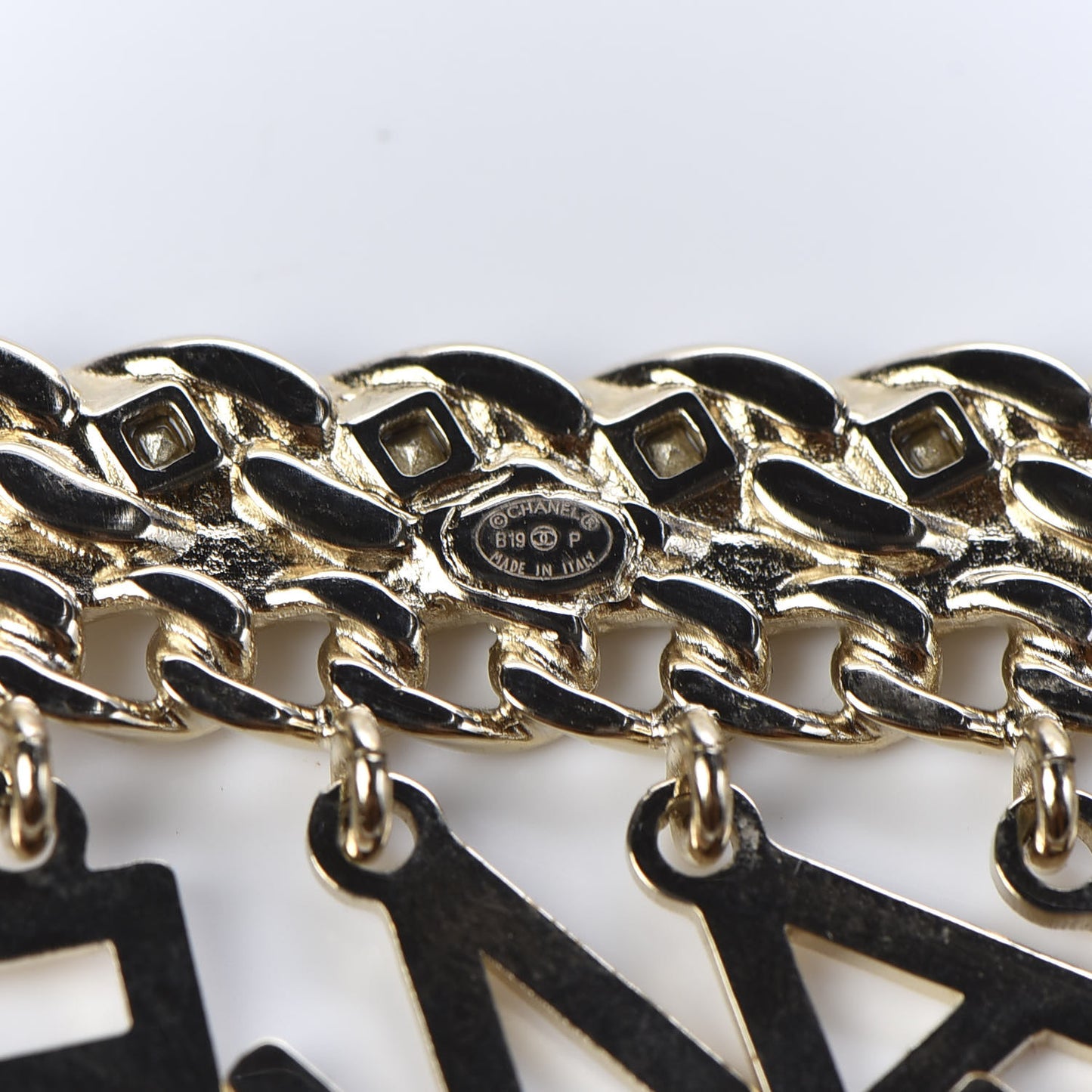 Crystal CC Logo Charms Brooch Gold