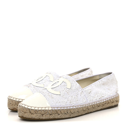 Chanel Patent Sequin CC Espadrilles 39 White 4 of 11
