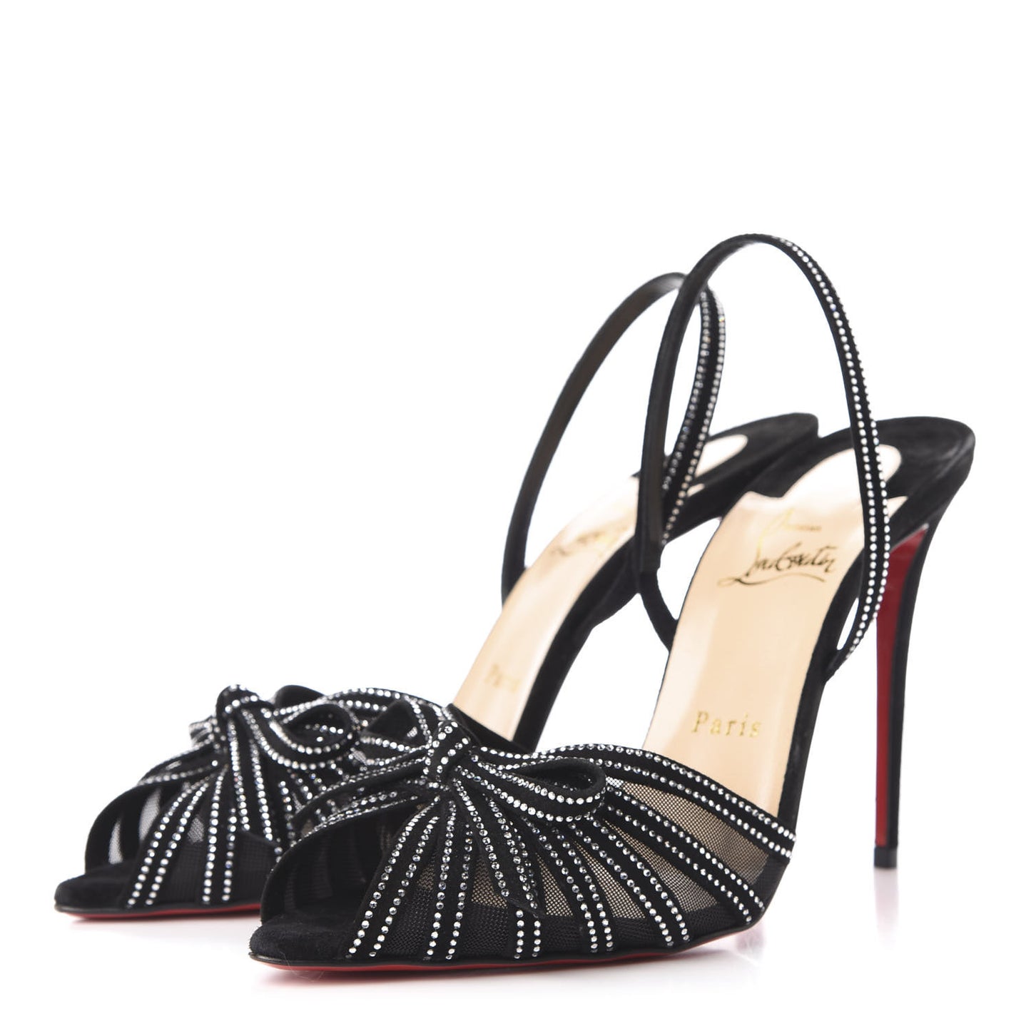 Suede Mesh Embellished Araborda 100 Slingback Sandals 39.5 Black