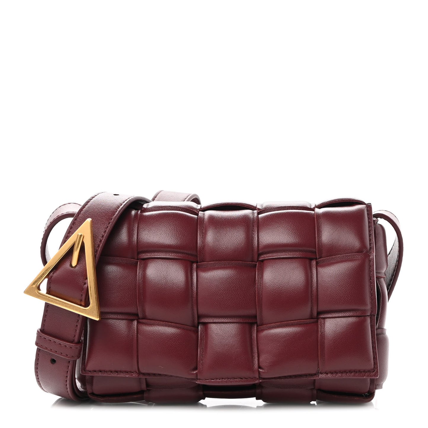 Nappa Maxi Intreccio Small Padded Cassette Crossbody Bag Barolo
