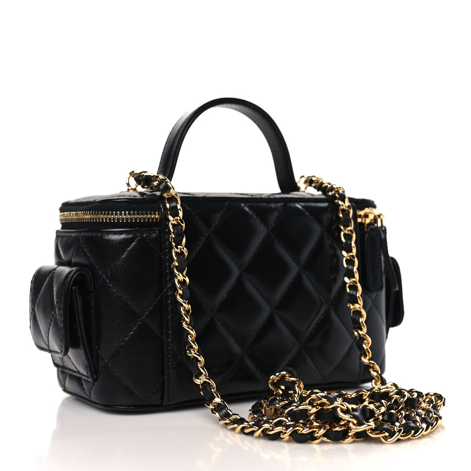 Chanel Lambskin Quilted Polly Pocket East West Top Vanity With Chain Black 3 of 10