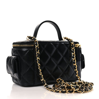 Chanel Lambskin Quilted Polly Pocket East West Top Vanity With Chain Black 3 of 10